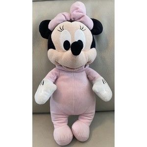 Vintage Authentic Disney Parks Babies Baby Minnie Mouse Pink Stuffed Plush 14"
